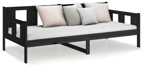 Καναπές Κρεβάτι Μαύρος 90 x 200 εκ. από Μασίφ Ξύλο Πεύκου - Μαύρο