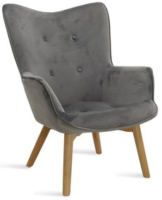 Πολυθρόνα Kido βελούδο χρώμα ασημί-γκρι 72x75x99 εκ.