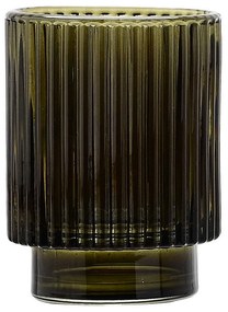 Ποτήρι Μπάνιου Γυάλινο Olive Series Λαδί 7.5x7.5x9.7cm - Estia