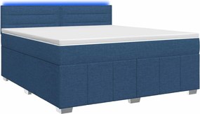 vidaXL Κρεβάτι box spring με στρώμα Μπλε 160 x 200 cm Ύφασμα