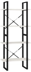 vidaXL Βιβλιοθήκη με 4 Ράφια Λευκή 60x30x140 εκ. από Μασίφ Ξύλο Πεύκου