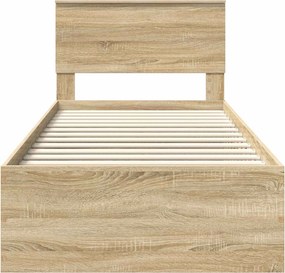 vidaXL Σκελετός Κρεβατιού Δρύς Sonoma 90 x 190 cm Επεξεργασμένο Ξύλο