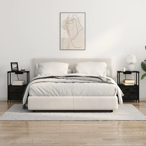 vidaXL Κομοδίνο με Σταθμό Φόρτισης 2 pcs Μαύρη δρυς Επεξεργασμένο ξύλο