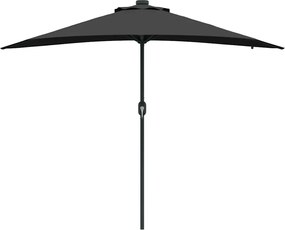 vidaXL Ομπρέλα Κήπου Μαύρο 294 x 150 x 223 εκ Πολυεστέρας και Χάλυβας