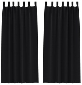 vidaXL Κουρτίνες με κουρτίνες 2 pcs Μαύρο 245 x 140 εκ. Πολυεστέρας
