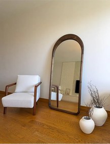 Stewehome Οβάλ καθρέφτης δαπέδου με φυσικό ξύλινο πλαίσιο Πολύχρωμο 180x80 cm