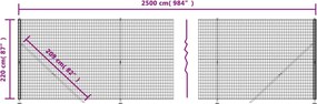 vidaXL Συρματόπλεγμα Περίφραξης Πράσινο 2,2 x 25 μ. με Βάσεις Φλάντζα