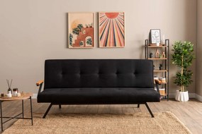 Τριθέσιος Καναπές Κρεβάτι Μαύρο NAGAN 64x180x78