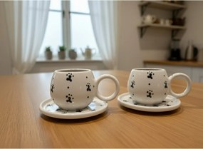 Stewehome Σετ χειροποίητα κεραμικά κούπες με πιάτα για καφέ και τσάι Πολύχρωμο