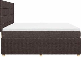 vidaXL Κρεβάτι Boxspring με Στρώμα Σκούρο Καφέ 200x200 εκ. Υφασμάτινο