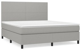 vidaXL Κρεβάτι Boxspring με Στρώμα Ανοιχτό Γκρι 180x200 εκ. Υφασμάτινο