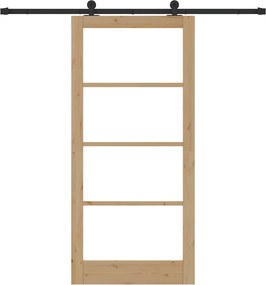 vidaXL Συρόμενη Πόρτα ORKDAL Φυσικό και Μαύρο 93 x 202 cm