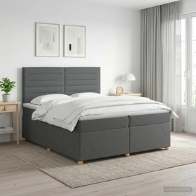 vidaXL Κρεβάτι box spring με στρώμα Σκούρο Γκρι 200 x 200 cm Ύφασμα