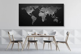 Εικόνα ενός ασπρόμαυρου παγκόσμιου χάρτη σε έναν φελλό - 120x60  flags