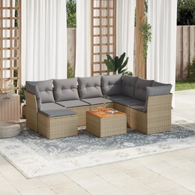vidaXL Patio Sofa Set 7-θέσια Μικτό μπεζ και γκρι
