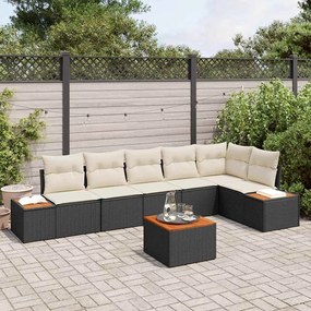 vidaXL Σετ Καναπέ Κήπου με μαξιλάρι 7 pcs Μαύρο Πολυ ράταν