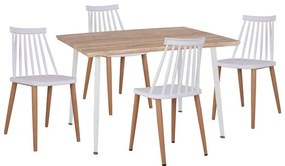 ΣΕΤ 5ΤΜΧ ΤΡΑΠΕΖΙ SONAMA & ΚΑΡΕΚΛΕΣ VANESSA ΛΕΥΚΟ ΧΡΩΜΑ ΜΕΤΑΛΛΙΚΑ ΠΟΔΙΑ HM11024.01 120x70x76.5 cm