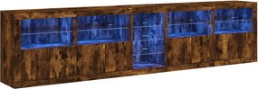 vidaXL Μπουφές με LED Καπνιστή Δρυς 283 x 37 x 67 εκ.