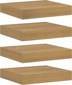 vidaXL Ράφι Τοίχου 4 pcs Καφέ 23 x 23,5 x 4 εκ Επεξεργασμένο ξύλο