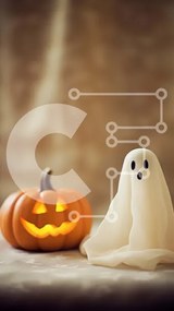 Intra Συλλεκτικό Ξύλινο Παζλ Plywood 4mm - Διακόσμηση αποκριών φάντασμα και κολοκύθας Σε Ξύλινο Κουτί - Διαστάσεις: 10x10 cm – 25 κομμάτια