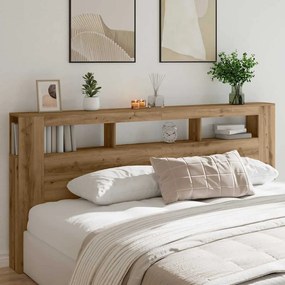 vidaXL LED κεφαλάρι Artisan Oak 220x18,5x103,5 cm Κατασκευασμένο ξύλο