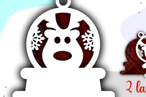 Intra απο ξύλο plywood 3mm-4mm πάχος Τρισδιάστατα χριστουγεννιάτικα στολίδια με στρώματα ελαφιού Δίασταση 8x8 cm INTRAFABR-46423855