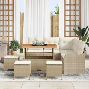 vidaXL Σετ Καναπέ Κήπου με μαξιλάρι 9 pcs Μπεζ, Κρέμα 110 x 55 x 71 εκ