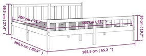 Σκελετός Κρεβατιού Χωρίς Στρώμα 160x200 εκ Μασίφ Ξύλο - Καφέ