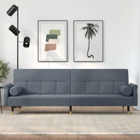 Καναπές Κρεβάτι Σκούρο Γκρι Βελούδινος με Μαξιλάρια - Γκρι