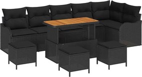 vidaXL Σετ Καναπέ Κήπου 10 τεμ. 9-Αριθμός καθισμάτων Μαύρο