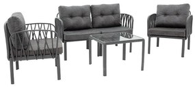 Lounge Intricate set of 4 pcs PP anthracite-dark grey antique fabric 129x6468.5x82 εκ.