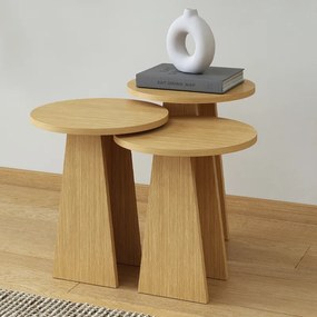 Τραπεζάκια βοηθητικά σετ 3 τμχ Como Megapap χρώμα oak-GP022-0096,2