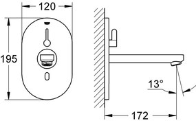 Ηλεκτρονική μπαταρία νιπτήρος τοίχου Grohe Eurosmart Cosmopolitan E