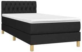 vidaXL Κρεβάτι Boxspring με Στρώμα &amp; LED Μαύρο 100x200 εκ. Υφασμάτινο