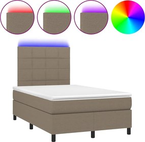 vidaXL Κρεβάτι Boxspring με Στρώμα &amp; LED Taupe 120x190 εκ. Υφασμάτινο