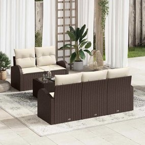 vidaXL Σετ Καναπέ Κήπου 6 pcs Καφέ 55 x 55 x 37 εκ Πολυ ράταν