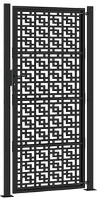 vidaXL Πύλη κήπου Μαύρη 105x205 cm Ατσάλινος Σταυρός Σχεδιασμός
