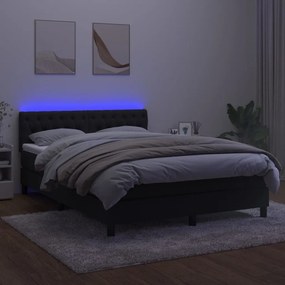 vidaXL Κρεβάτι Boxspring με Στρώμα &amp; LED Μαύρο 140x200 εκ. Βελούδινο