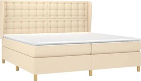 vidaXL Κρεβάτι Boxspring με Στρώμα Κρεμ 200x200 εκ. Υφασμάτινο