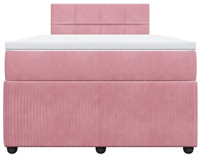 vidaXL Κρεβάτι Boxspring με Στρώμα Ροζ 120x190 εκ. Βελούδινο