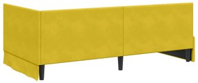 vidaXL Κρεβάτι Γωνίας με κεφαλάρι Κίτρινο 90 x 190 cm Βελούδο