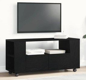vidaXL Ντουλάπι τηλεόρασης με ρόδες Μαύρη Δρυς 102x34,5x43 cm
