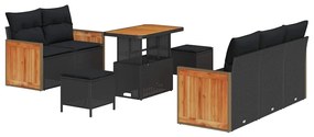 vidaXL Σετ Καναπέ Κήπου με μαξιλάρι 8 pcs Μαύρο Πολυ ράταν