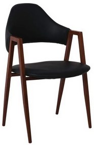 Πολυθρόνα Delta ΕΜ130,7 51x51x81cm Walnut-Black Σετ 2τμχ Metal, Technoderma