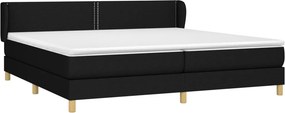 vidaXL Κρεβάτι Boxspring με Στρώμα Μαύρο 200x200 εκ. Υφασμάτινο