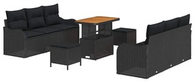 vidaXL Σετ Καναπέ Κήπου με μαξιλάρι 9 pcs Μαύρο 90 x 55 x 71 cm