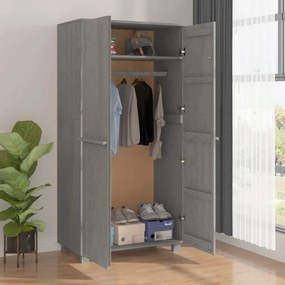 vidaXL Ντουλάπα HAMAR Αν. Γκρι 89 x 50 x 180 εκ. από Μασίφ Ξύλο Πεύκου