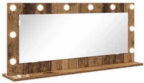 vidaXL Καθρέφτης Vanity με LED Φώτα Παλιό Ξύλο 100x45x18 εκ.