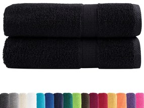 vidaXL Πετσέτες Μπάνιου Premium SOLUND 2 τεμ. Μαύρες 100x150 εκ. 600 γρ./μ²