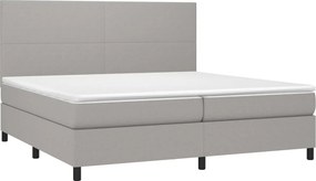 vidaXL Κρεβάτι Boxspring με Στρώμα Ανοιχτό Γκρι 200x200 εκ. Υφασμάτινο